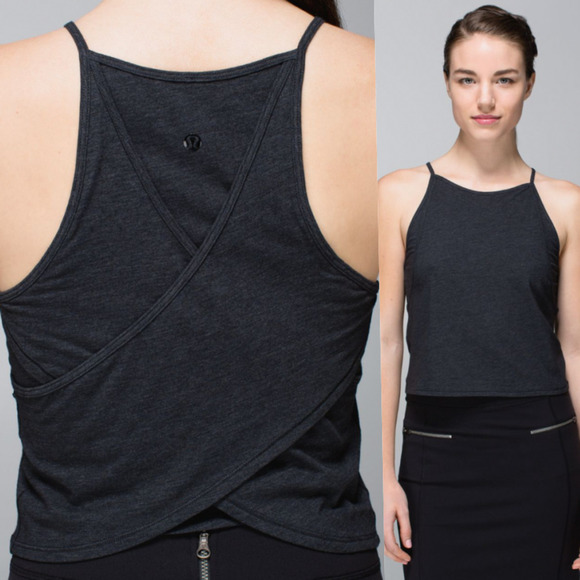 Lululemon High Neck Cross Back Sleeveless Crop Top Gray 4 NWOT - Picture 1 of 13